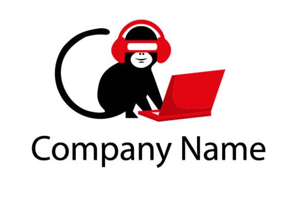 Download Monkey with Laptop Business Logo Design - Business logo Collection